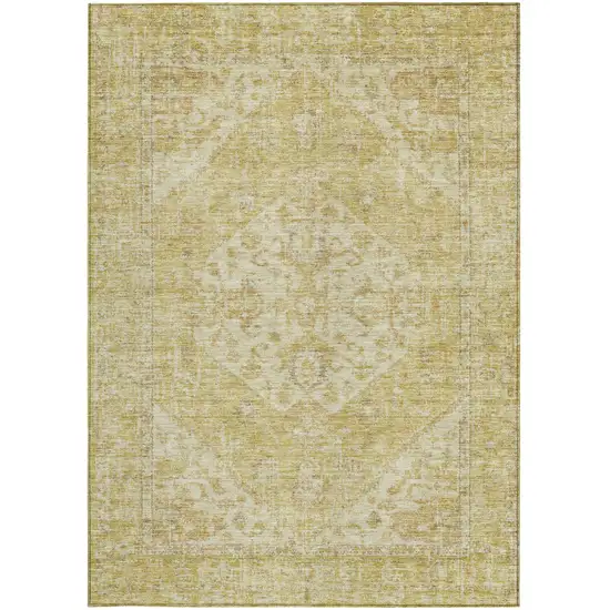 Gold Tan And Beige Oriental Washable Indoor Outdoor Area Rug Photo 6