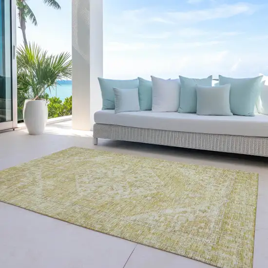 Gold Tan And Beige Oriental Washable Indoor Outdoor Area Rug Photo 7