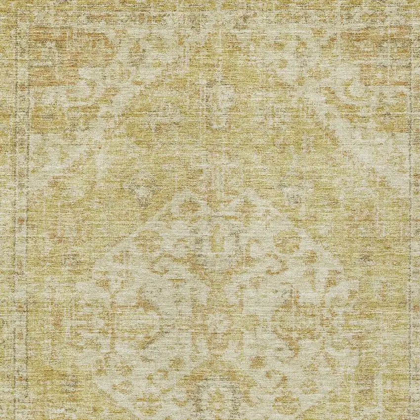 Gold Tan And Beige Oriental Washable Indoor Outdoor Area Rug Photo 5
