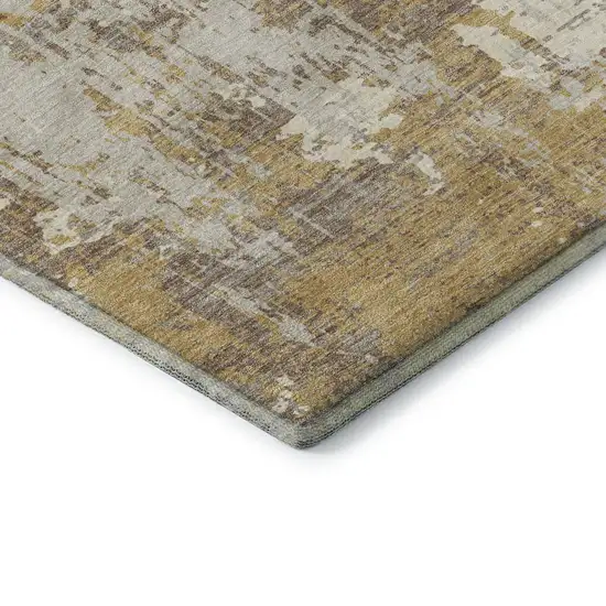 Gold Taupe And Beige Abstract Washable Area Rug With UV Protection Photo 7