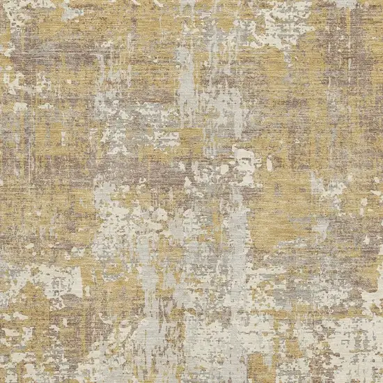 Gold Taupe And Beige Abstract Washable Area Rug With UV Protection Photo 3
