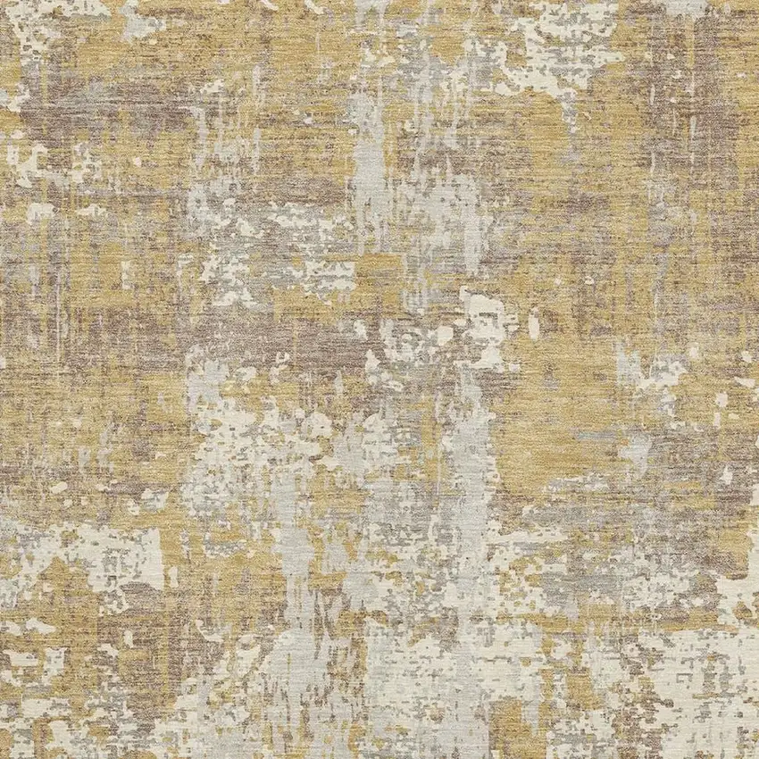Gold Taupe And Beige Abstract Washable Area Rug With UV Protection Photo 3