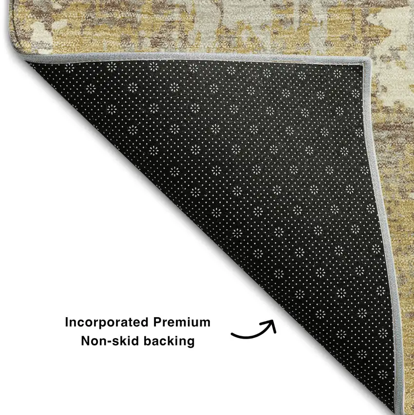 Gold Taupe And Beige Abstract Washable Area Rug With UV Protection Photo 6