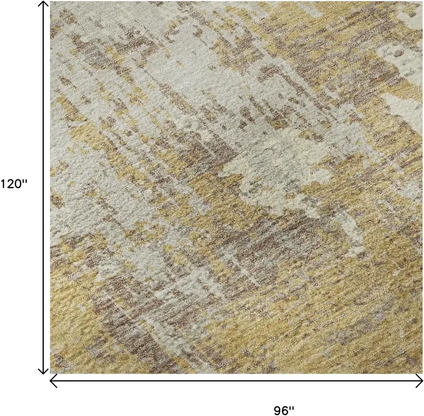 Gold Taupe And Beige Abstract Washable Area Rug With UV Protection Photo 9