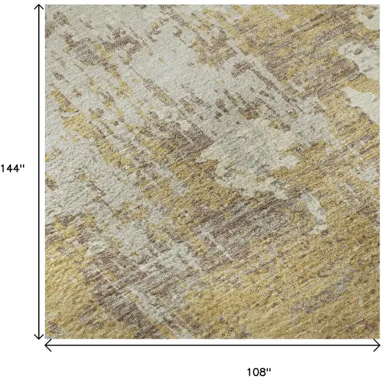 Gold Taupe And Beige Abstract Washable Area Rug With UV Protection Photo 8
