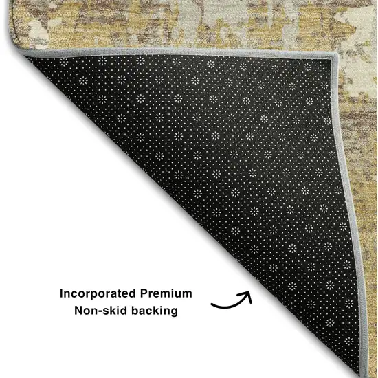 Gold Taupe And Beige Abstract Washable Area Rug With UV Protection Photo 6