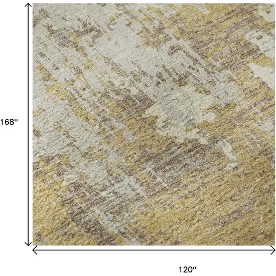 Gold Taupe And Beige Abstract Washable Area Rug With UV Protection Photo 9
