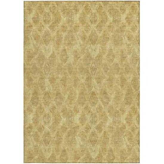 Gold Taupe And Beige Geometric Washable Indoor Outdoor Area Rug Photo 6