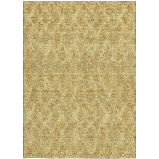 Gold Taupe And Beige Geometric Washable Indoor Outdoor Area Rug Photo 6