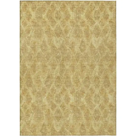 Gold Taupe And Beige Geometric Washable Indoor Outdoor Area Rug Photo 2