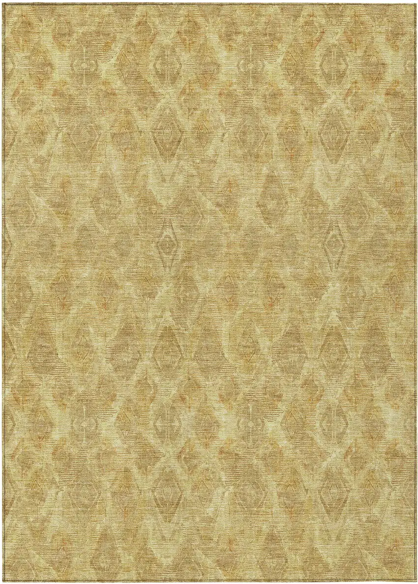 Gold Taupe And Beige Geometric Washable Indoor Outdoor Area Rug Photo 2
