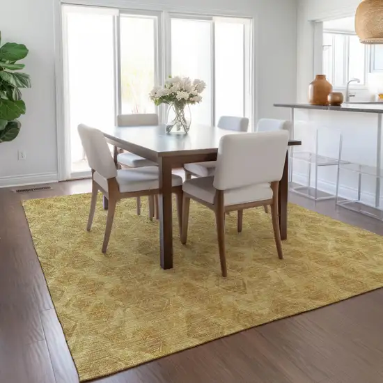 Gold Taupe And Beige Geometric Washable Indoor Outdoor Area Rug Photo 9