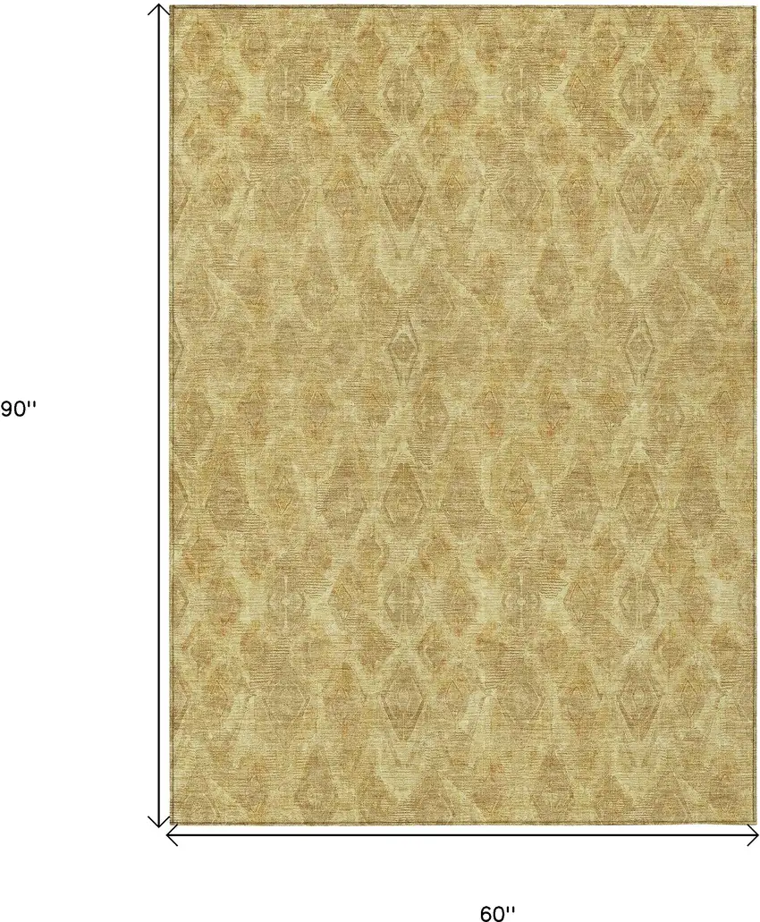 Gold Taupe And Beige Geometric Washable Indoor Outdoor Area Rug Photo 3