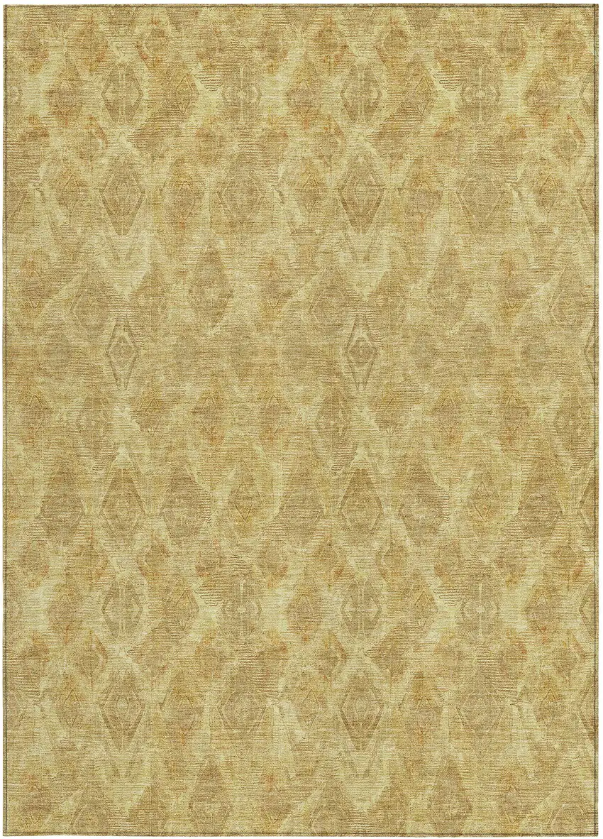 Gold Taupe And Beige Geometric Washable Indoor Outdoor Area Rug Photo 6