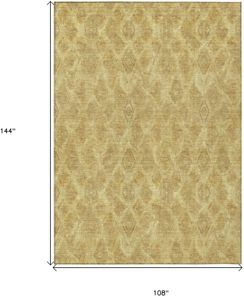Gold Taupe And Beige Geometric Washable Indoor Outdoor Area Rug Photo 3