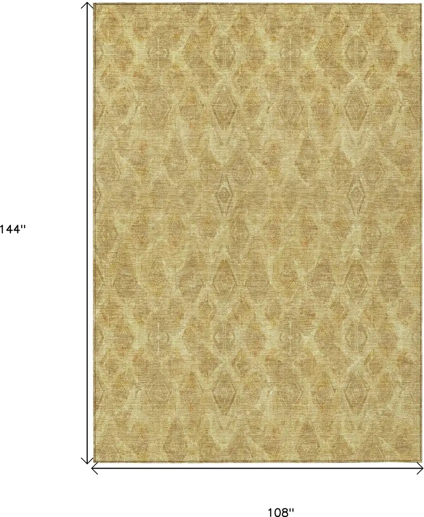 Gold Taupe And Beige Geometric Washable Indoor Outdoor Area Rug Photo 3