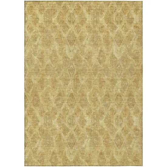 Gold Taupe And Beige Geometric Washable Indoor Outdoor Area Rug Photo 2