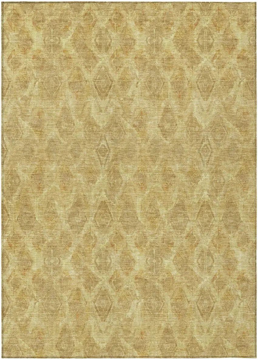 Gold Taupe And Beige Geometric Washable Indoor Outdoor Area Rug Photo 2