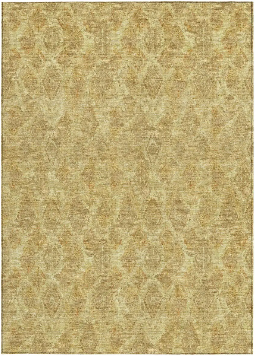 Gold Taupe And Beige Geometric Washable Indoor Outdoor Area Rug Photo 6