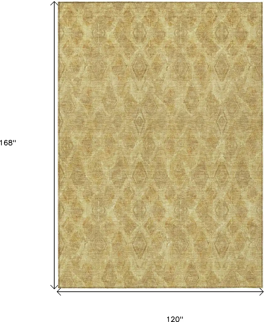 Gold Taupe And Beige Geometric Washable Indoor Outdoor Area Rug Photo 3