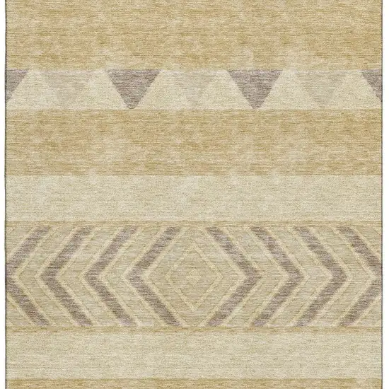 Gold Taupe And Beige Southwestern Washable Area Rug With UV Protection Photo 2