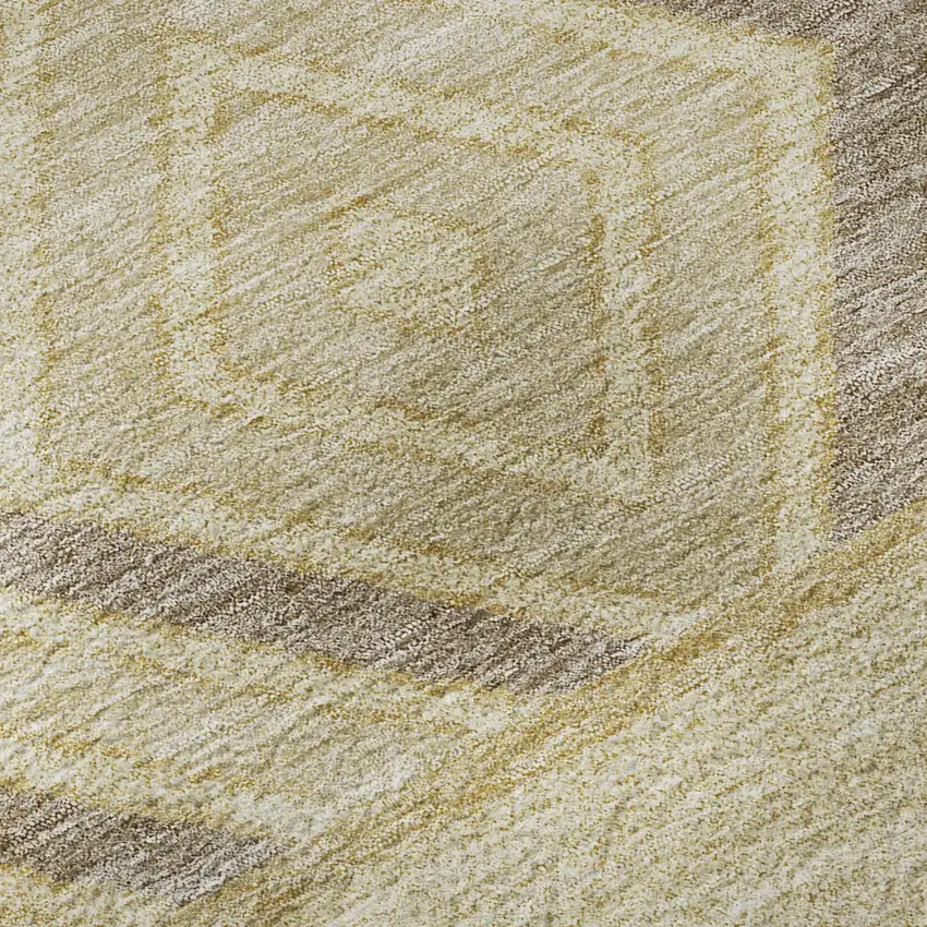 Gold Taupe And Beige Southwestern Washable Area Rug With UV Protection Photo 9