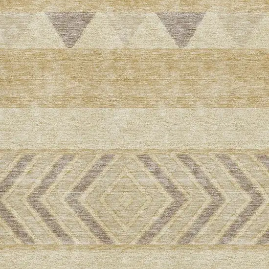 Gold Taupe And Beige Southwestern Washable Area Rug With UV Protection Photo 2