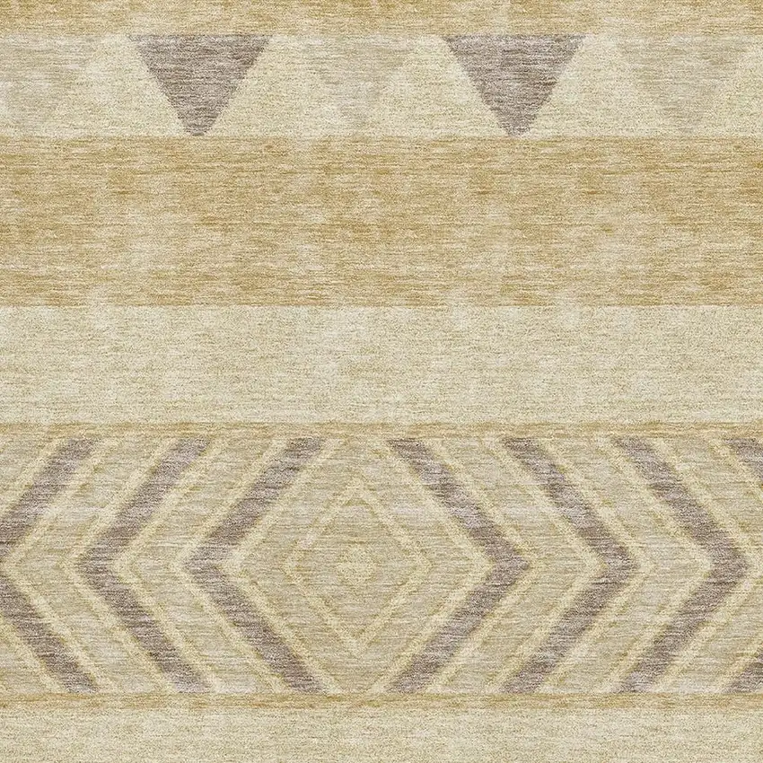 Gold Taupe And Beige Southwestern Washable Area Rug With UV Protection Photo 2