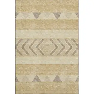 Photo of Gold Taupe And Beige Southwestern Washable Area Rug With UV Protection
