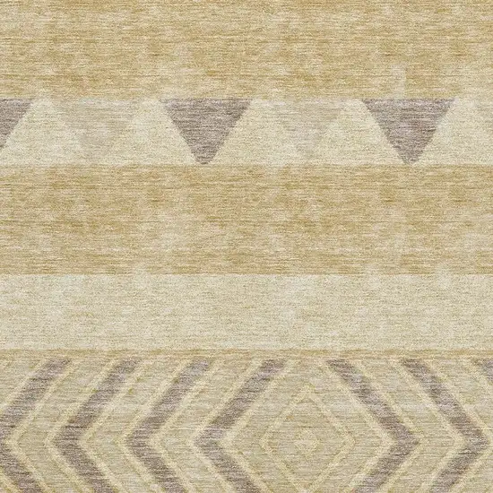 Gold Taupe And Beige Southwestern Washable Area Rug With UV Protection Photo 2