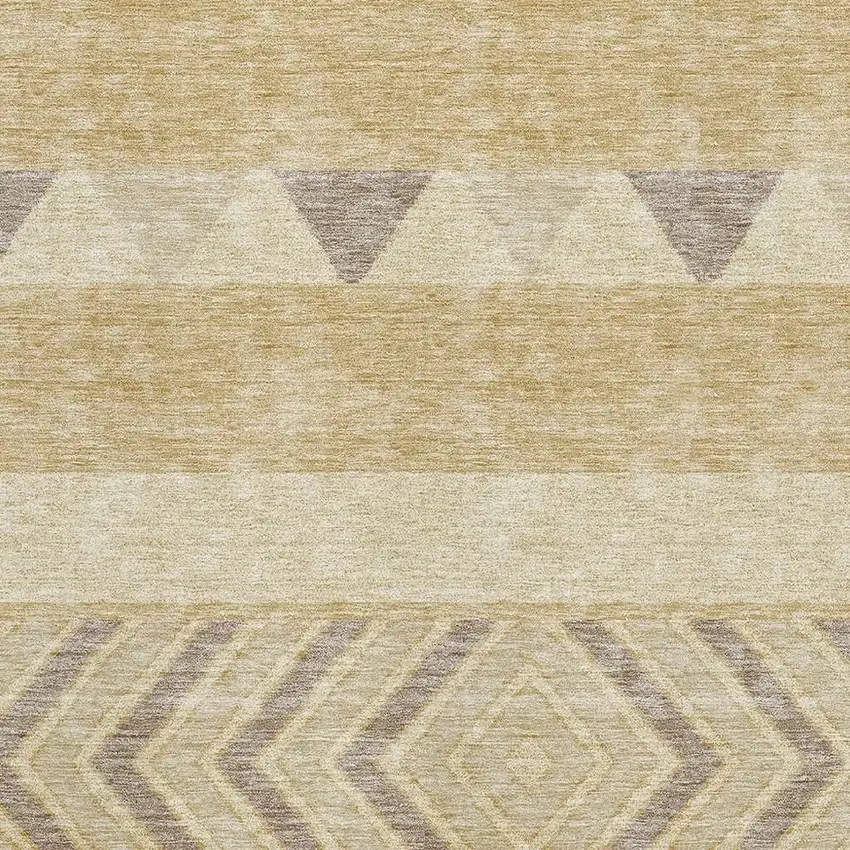 Gold Taupe And Beige Southwestern Washable Area Rug With UV Protection Photo 2