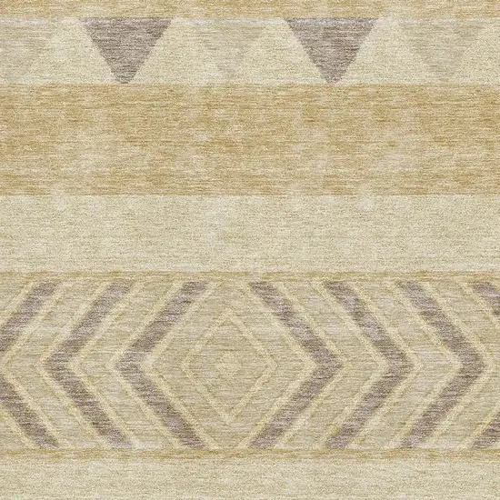 Gold Taupe And Beige Southwestern Washable Area Rug With UV Protection Photo 2