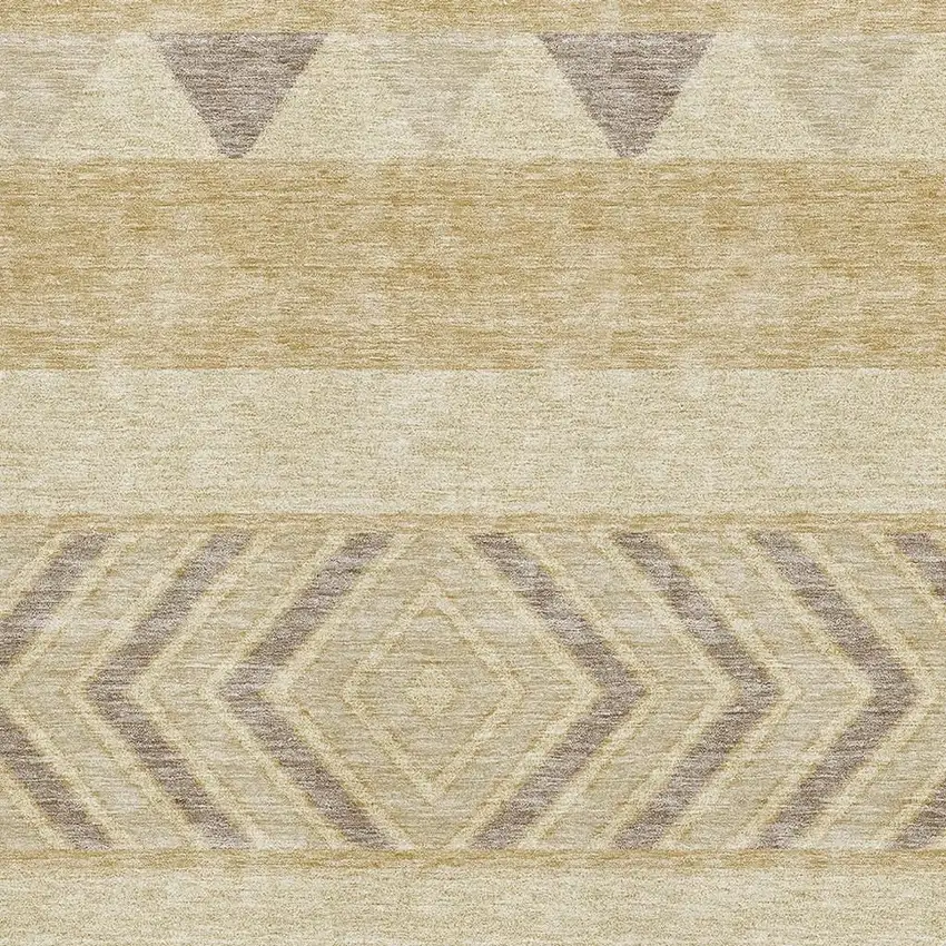 Gold Taupe And Beige Southwestern Washable Area Rug With UV Protection Photo 2