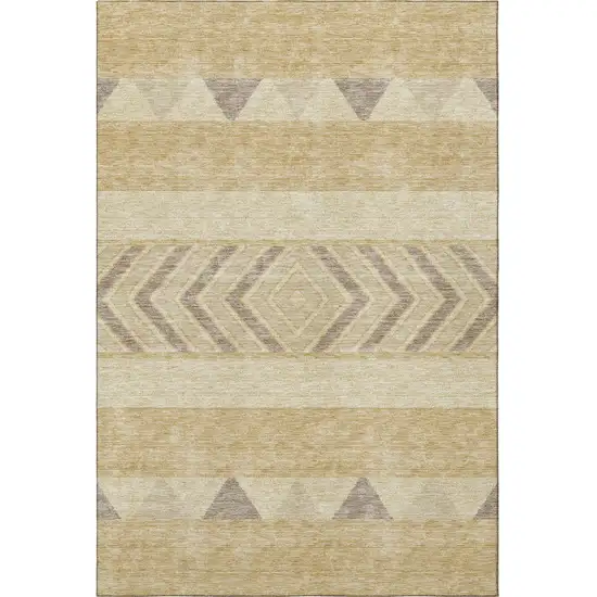Gold Taupe And Beige Southwestern Washable Area Rug With UV Protection Photo 3