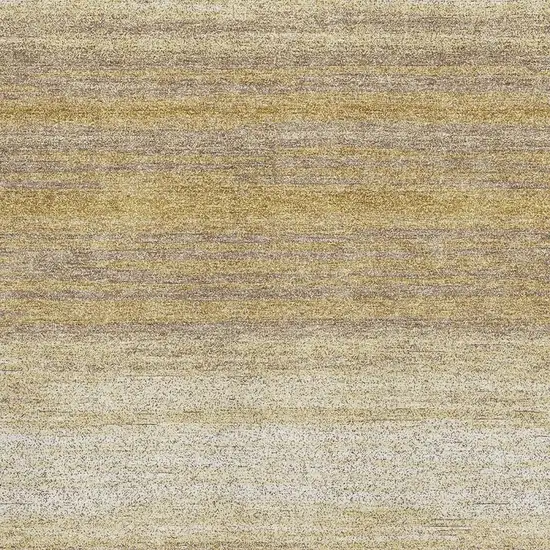 Gold Taupe And Ivory Striped Washable Area Rug With UV Protection Photo 2