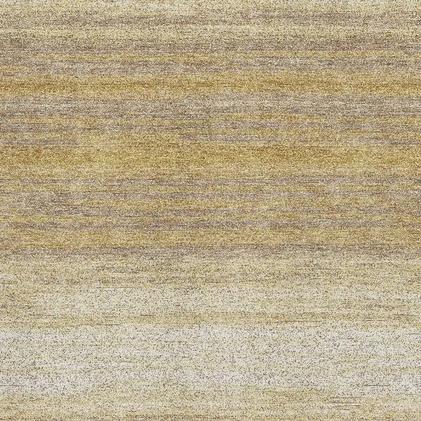 Gold Taupe And Ivory Striped Washable Area Rug With UV Protection Photo 2