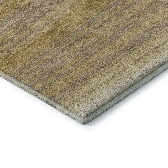 Gold Taupe And Ivory Striped Washable Area Rug With UV Protection Photo 7