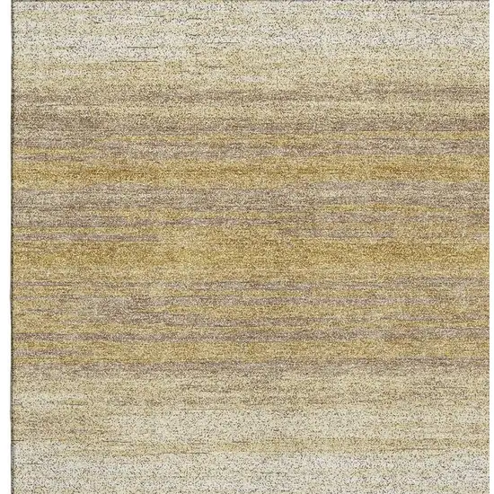 Gold Taupe And Ivory Striped Washable Area Rug With UV Protection Photo 3