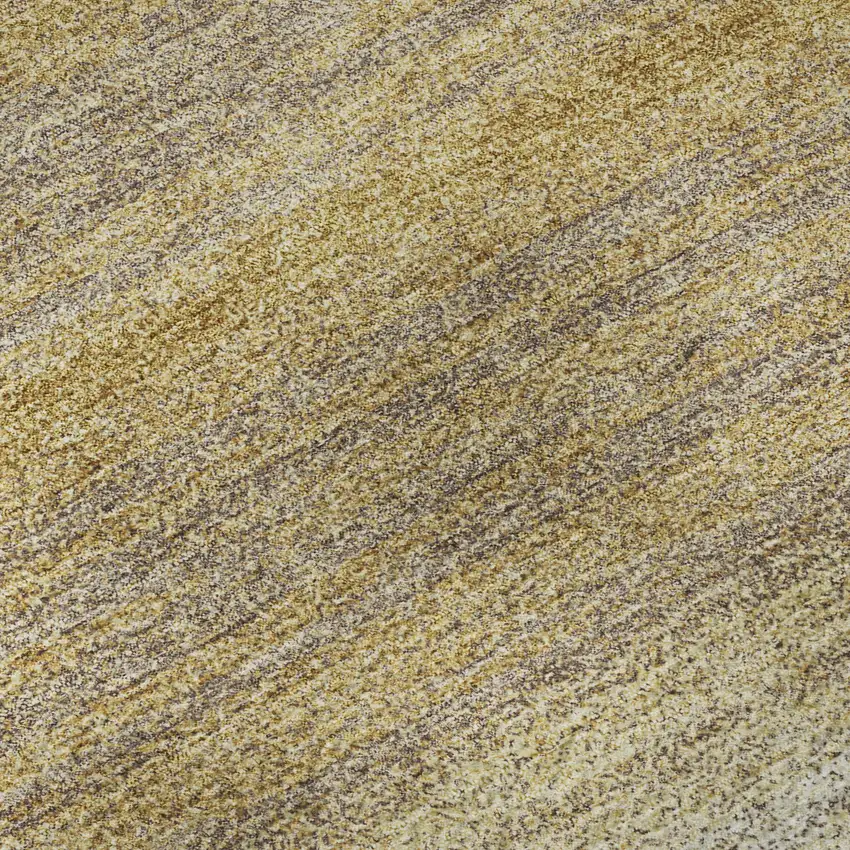 Gold Taupe And Ivory Striped Washable Area Rug With UV Protection Photo 9