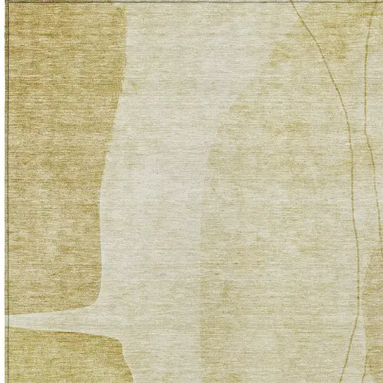 Gold Wheat And Beige Abstract Washable Indoor Outdoor Area Rug Photo 4