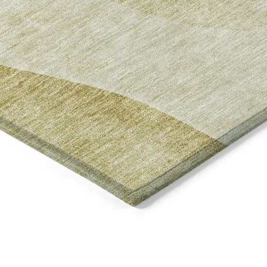Gold Wheat And Beige Abstract Washable Indoor Outdoor Area Rug Photo 4