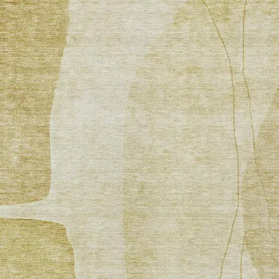 Gold Wheat And Beige Abstract Washable Indoor Outdoor Area Rug Photo 4