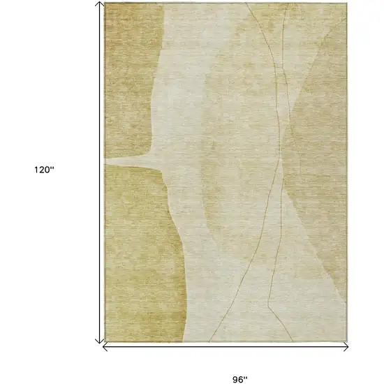 Gold Wheat And Beige Abstract Washable Indoor Outdoor Area Rug Photo 9