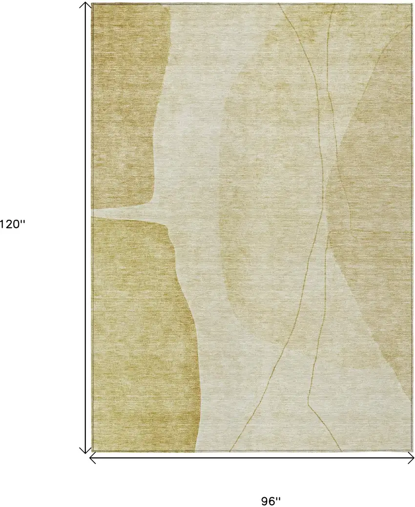 Gold Wheat And Beige Abstract Washable Indoor Outdoor Area Rug Photo 9