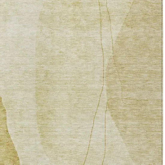 Gold Wheat And Beige Abstract Washable Indoor Outdoor Area Rug Photo 4