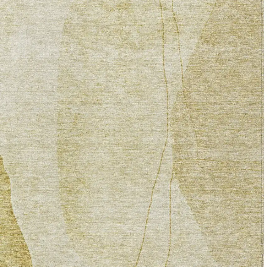 Gold Wheat And Beige Abstract Washable Indoor Outdoor Area Rug Photo 4