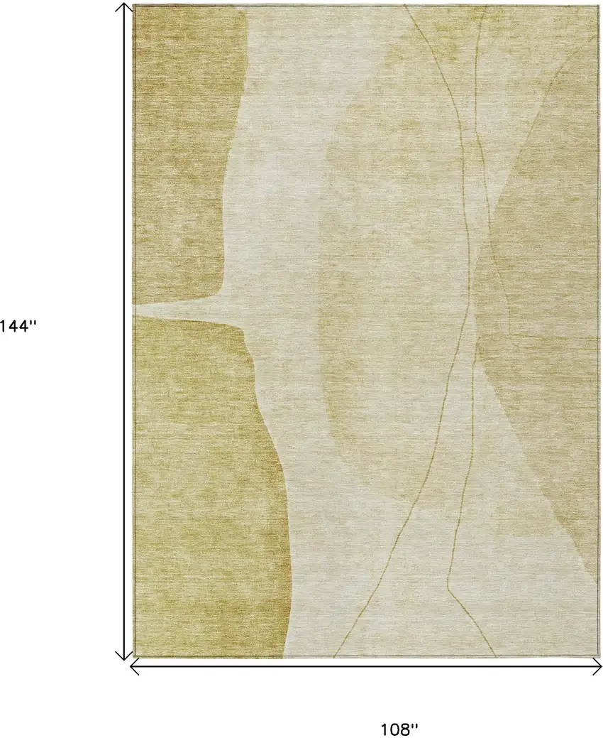 Gold Wheat And Beige Abstract Washable Indoor Outdoor Area Rug Photo 3