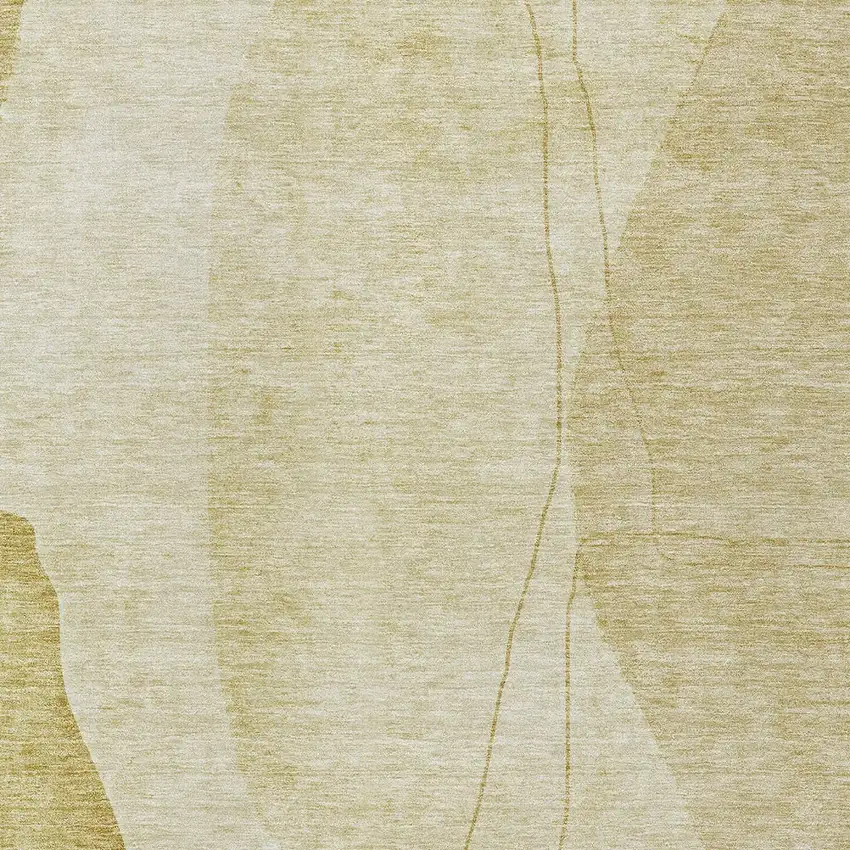 Gold Wheat And Beige Abstract Washable Indoor Outdoor Area Rug Photo 4