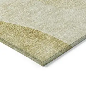 Photo of Gold Wheat And Beige Abstract Washable Indoor Outdoor Area Rug