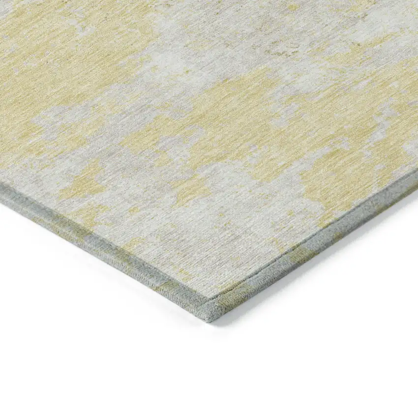 Gold Wheat And Beige Floral Washable Indoor Outdoor Area Rug Photo 4
